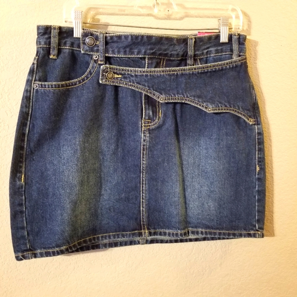Rock & Roll‎ Denim New Womens Blue Jean Skirt High Rise Medium Wash Waist 30